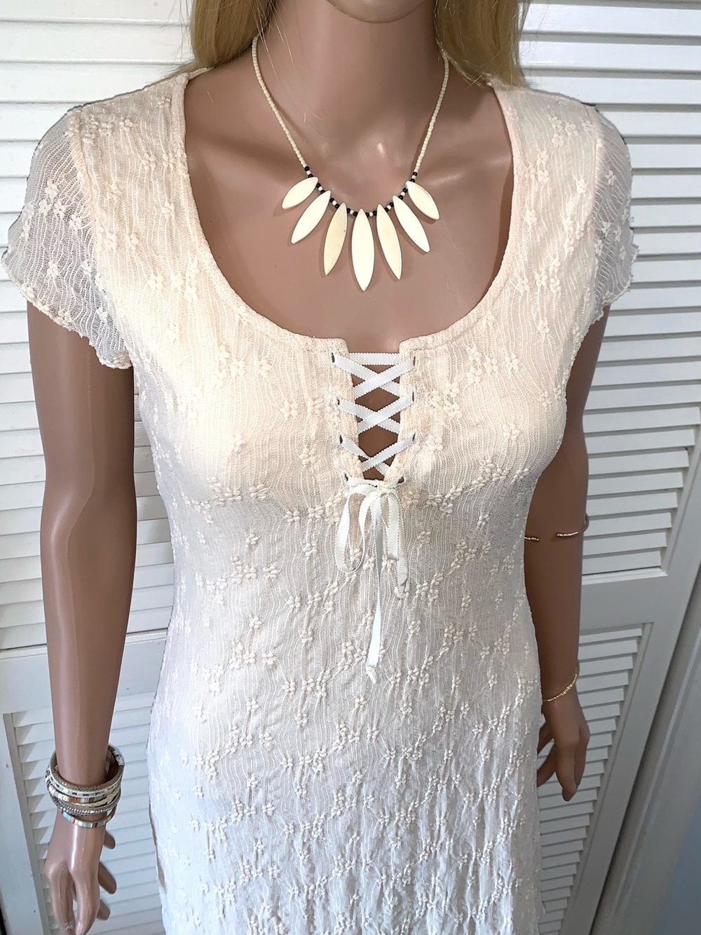 Kirious Los Angeles Lace Dainty Maxi Dress Cream Small EUC - Picture 3 of 8